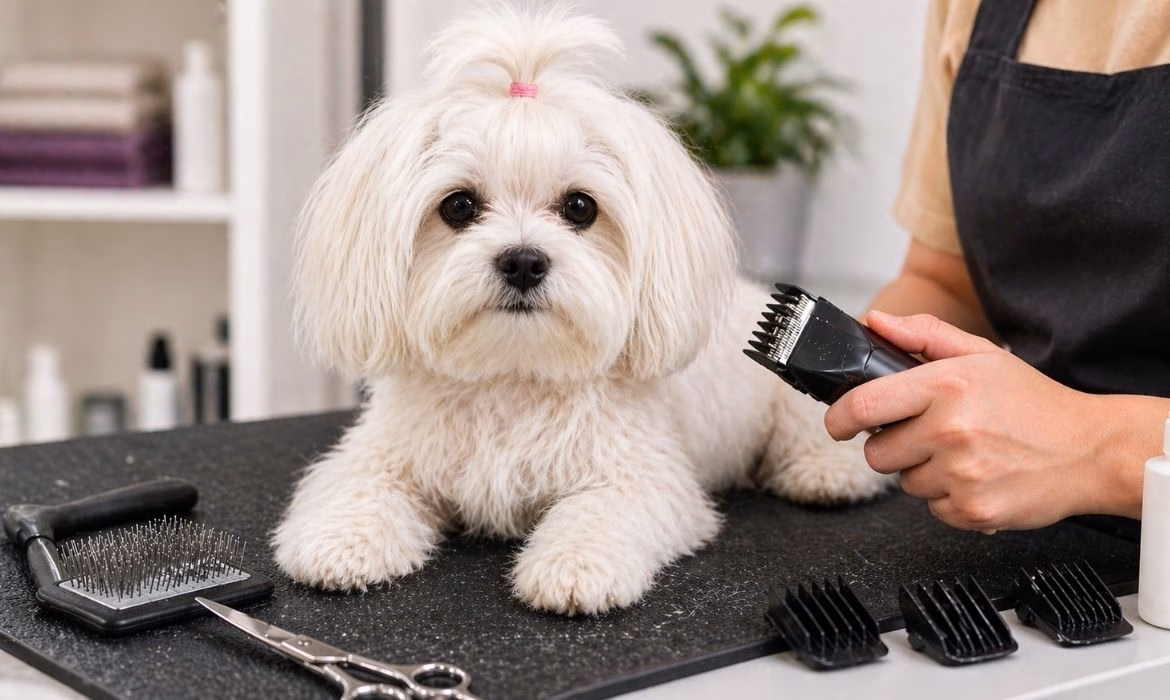 Hond trimmen met tondeuse op trimtafel – veilige verzorging en vacht trimmen